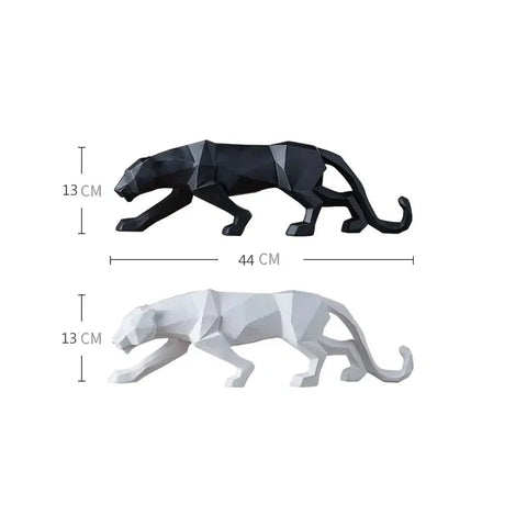 Schwarz-Weiß Panther Skulpturen - Modernes Kunst-Duo für dein Interieur