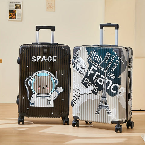 Luxe Graffiti Koffer mit Raum-Thema – 24 Zoll Flugkoffer mit Spinner-Rädern und TSA-Schloss
