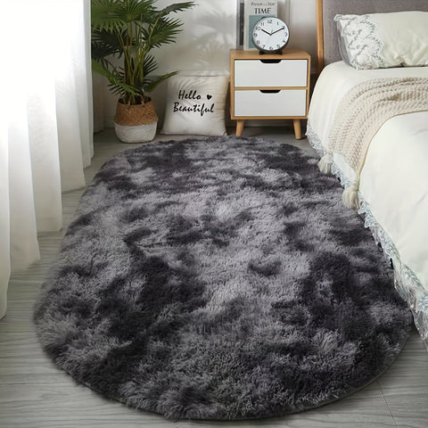 Plüsch Ovaler Teppich – Weicher und Stilvoller Teppich für Schlafzimmer und Wohnzimmer Dekoration