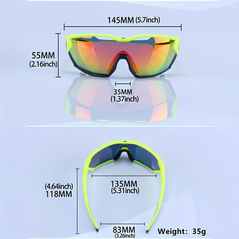 Polycarbonat Fahrradbrille mit 3 Gläsern – Winddichte Brille für Radfahren, Laufen und Outdoor-Aktivitäten