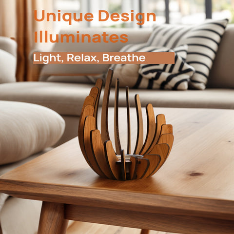 Bohemian Lotus Teelichthalter – Handgefertigtes Schichtenholzdesign