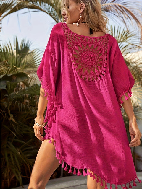 Bohemian Strandtunika mit Häkelrücken-Detail - Stilvoll und Komfortabel für den Sommer