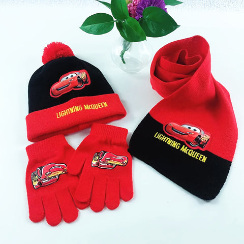 Winterset für Kinder – Mütze, Handschuhe und Schal Set mit Cartoon-Charakteren
