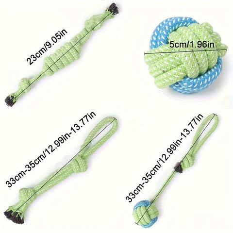 4-teiliges Hundespielzeugset – Ideal zum Kauen, Beißen und Spielen