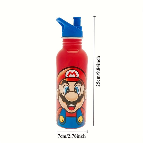 Super Mario Wasserflasche - RVS Trinkflasche mit Deckel für Kinder