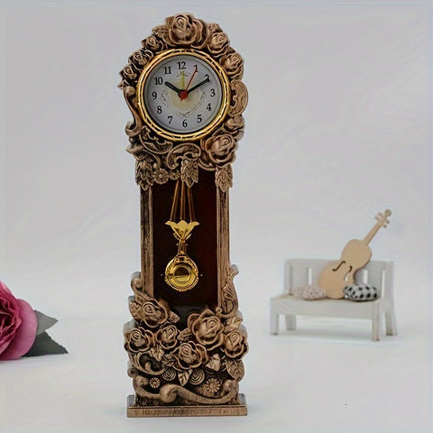 Elegante Vintage Blumen Pendeluhr – Stimmungsvolle Dekoration für dein Wohnzimmer oder Büro