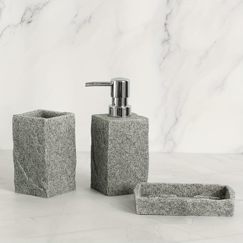 Graues Resin Badezimmer Set – Luxuriöses Set aus 4 Teilen für ein Elegantes Badezimmer