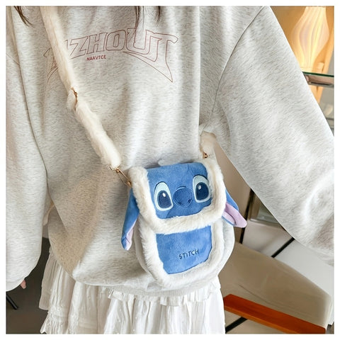 Süße Stitch Crossbody Tasche – Mit Kunstfell und Besticktem Design für den Alltag