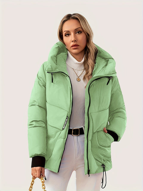 Moderne Winterjacke mit Verstellbarer Kapuze und Taille – Gepolstertes Design für Maximale Wärme und Komfort