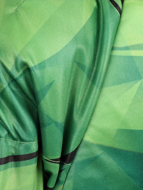 Superhelden Kostüm für Kinder – Grüner Jumpsuit mit Muskel-Design und Maske