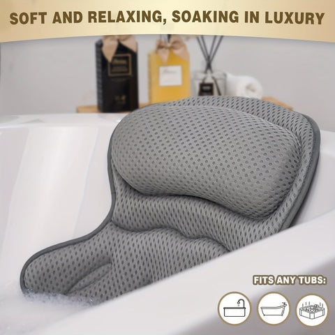 LuxieSpa 4D Luxe Badekissen - Atmungsaktives Kissen mit Nacken- und Rückenstütze für ein Entspannendes Bad