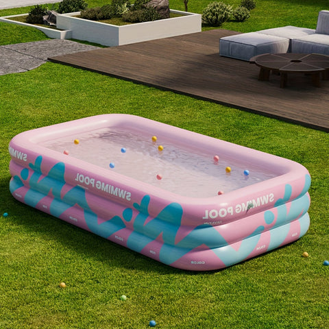 Fröhliches Aufblasbares Schwimmbad für den Garten – Langlebiges PVC, Perfekt für Sommerpartys und Familienvergnügen