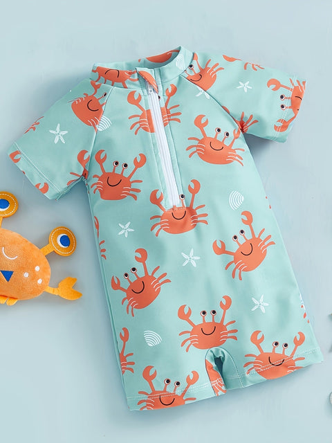 Krabben UV-Schwimmanzug für Babys – Bequemes Einteiler für Sonne & Spritzvergnügen
