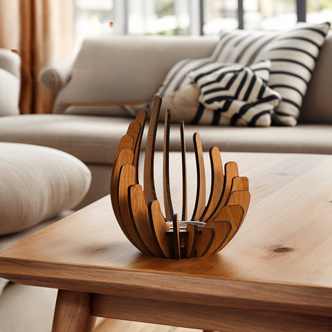 Bohemian Lotus Teelichthalter – Handgefertigtes Schichtenholzdesign