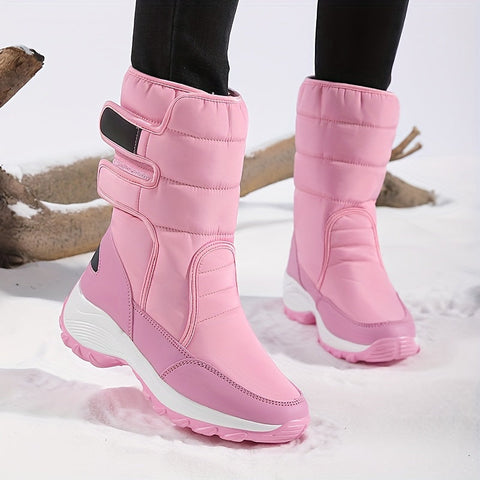 Damen Mid-Cut Schneestiefel – Warme Winterstiefel mit Rutschfester Sohle und Klettverschluss