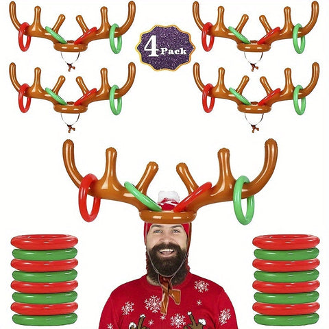 Aufblasbares Rentiergeweih Ringwurfspiel - Lustiges Weihnachts- und Festspiel