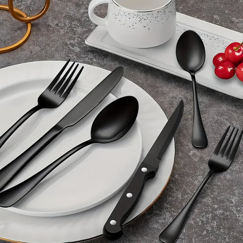 Schwarzes Edelstahl-Besteckset – Modernes Design mit Hochwertiger Verarbeitung