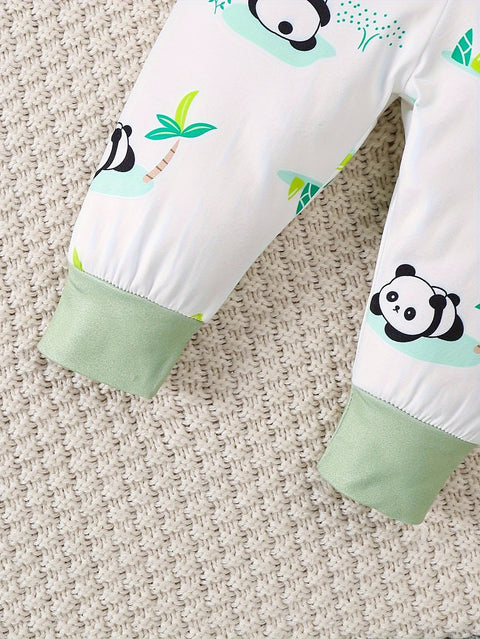 Süßes Baby Panda Set – Overall, Hose und Mütze für Abenteuer im Freien