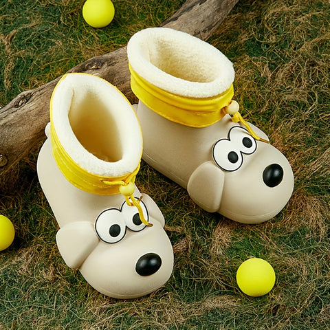 Plüsch Hunde Regenstiefel für Kinder - Warm und Verspielt für Regnerische Tage