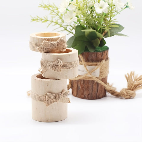 Holz-Teelichthalter mit Jute-Schnur – Rustikale Dekoration für Haus und Garten