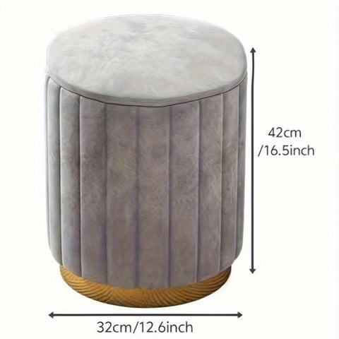 Nordic Chic Aufbewahrungs-Ottoman – Stilvoller runder Pouf mit Stauraum und Spiegeloberfläche