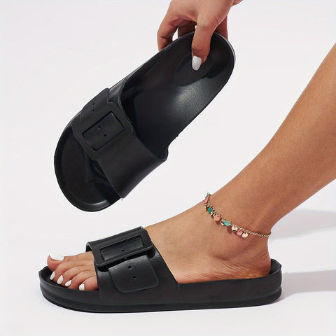 Bequeme Damen Slipper mit Schnalle – Leicht & Verstellbar für Innen und Außen