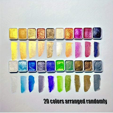 Perl Wasserfarben Set – 20 Farben in fester Form für Malerei und Kalligrafie