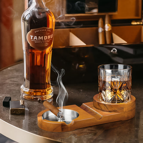 Kreative Zigarren-Aschenbecher und Whiskeyglas-Tablett - Das perfekte Geschenk zum Vatertag oder für Geschäftsbeziehungen