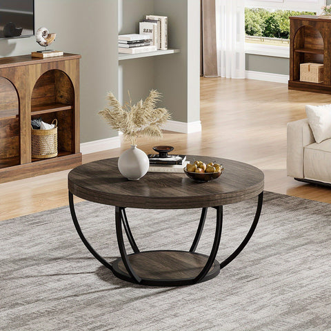Runde Couchtisch mit Doppeltem Stauraum – Funktional und Elegant