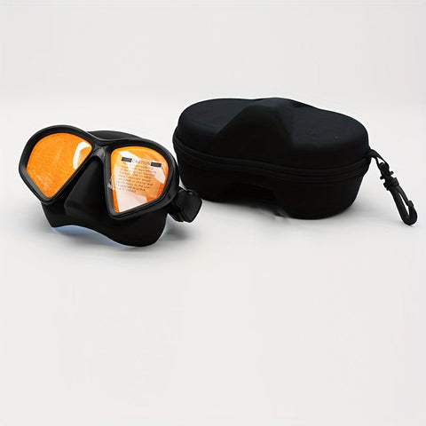 Temperiertes Tauchermaske mit Aufbewahrungstasche - Tauchbrille mit Anti-Beschlag und Kamerahalterung