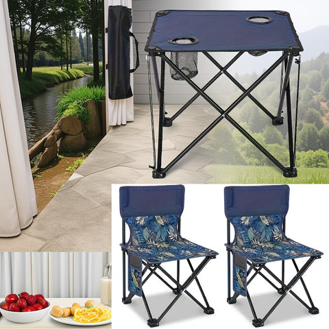 Zusammenklappbares Gartenmöbelset mit Tisch und Stühlen – Tragbar für Camping und BBQ