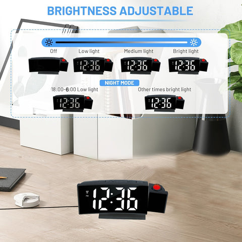 Digitale Projektionswecker – LED-Display und Schlummerfunktion mit einstellbarer Helligkeit