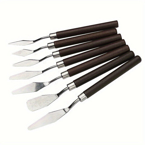 7-teiliges Edelstahl Palette-Messer Set – Zum Malen und Mischen von Farben
