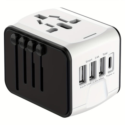 Reiseadapter mit 4 USB-Ports und Type-C – Weltweiter Ladegerät mit Schnellladung und Sicherheitsmerkmalen