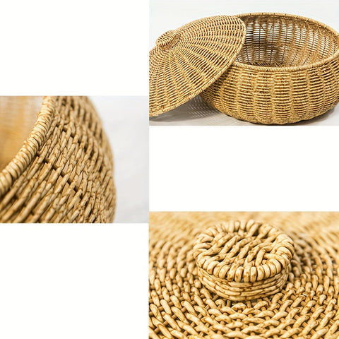 Rustikale Woven Aufbewahrungskorb mit Deckel - Vielseitig und Langlebig