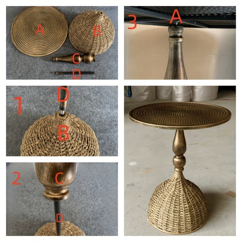 Handgefertigter Wassergras Couchtisch – Antik Bronze Look