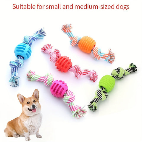 Interaktives Hundekauspielzeug – Mit Buntem Knoten und Gummiball