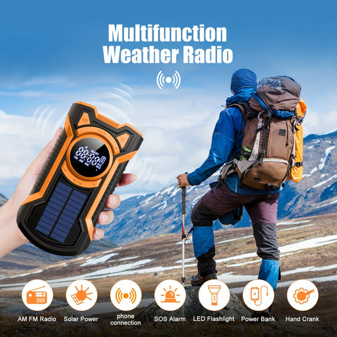 All-in-One Notradio mit Handkurbel und Solarpanel – Für Camping und Notfälle