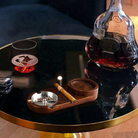 Kreative Zigarren-Aschenbecher und Whiskeyglas-Tablett - Das perfekte Geschenk zum Vatertag oder für Geschäftsbeziehungen