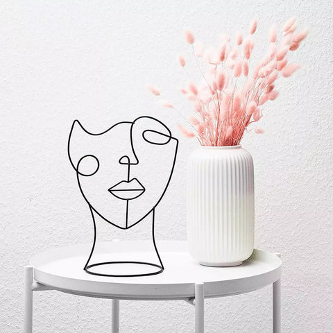 Linienzeichnung Skulptur - Modernes Gesichtdesign für Zuhause