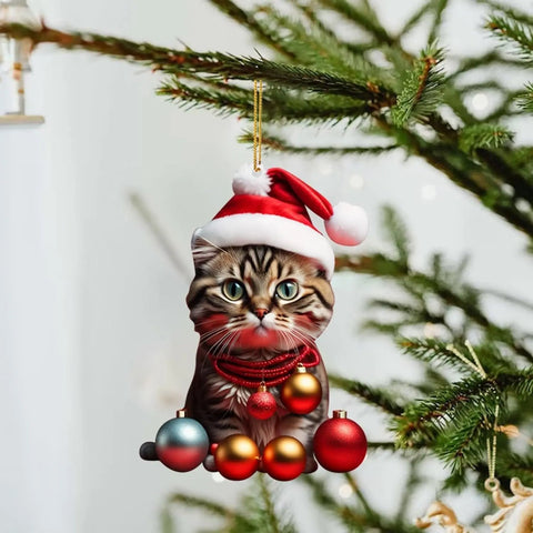 Katzen Weihnachts Ornament - Niedliche Festliche Baumdekoration