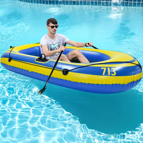 Aufblasbares Fischerboot Set – Leichtes PVC Boot für 2 Personen mit Paddeln
