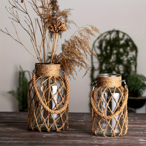 Rustikale Glasvase mit Jute-Schnur – Dekorativ und Zeitlos für dein Interieur