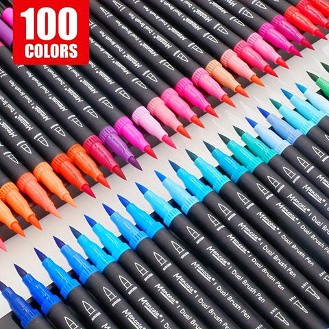 100 Farben Dual-Tip Stifte Set – Vielseitige Fineliner und Pinselspitzen für kreative Projekte