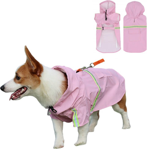 PupJoy - Reflektierende Hunde-Regenjacke + Kapuze - Sicherer Nachtspaziergang