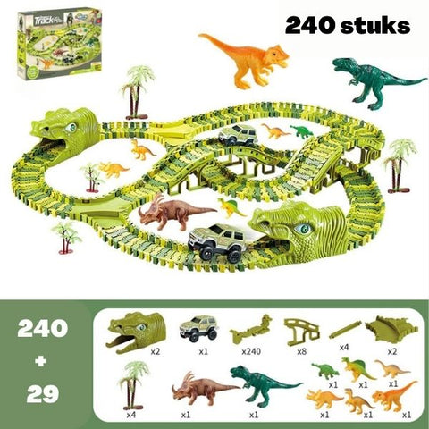 DinoTrack - Dinosaurier Spielzeugset - 360-Grad Bahn