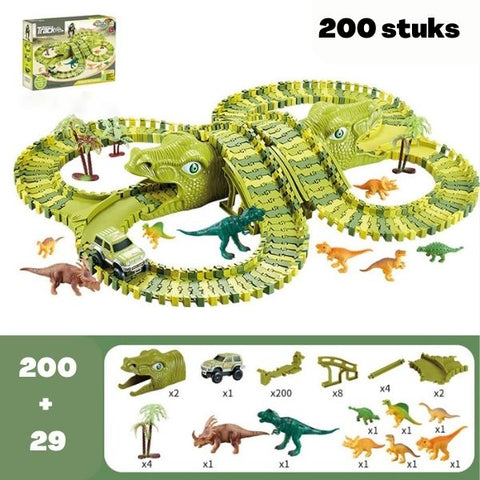DinoTrack - Dinosaurier Spielzeugset - 360-Grad Bahn