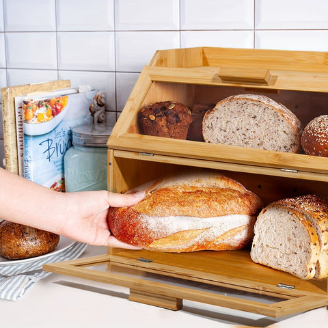 Bambus Brotkasten mit Doppelten Regalen – Praktisch und Stilvoll