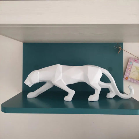 Schwarz-Weiß Panther Skulpturen - Modernes Kunst-Duo für dein Interieur