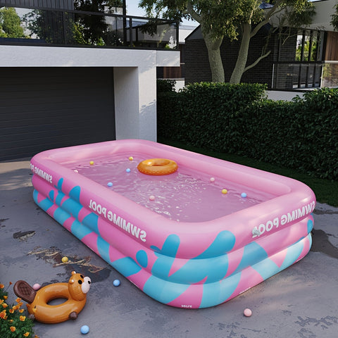 Fröhliches Aufblasbares Schwimmbad für den Garten – Langlebiges PVC, Perfekt für Sommerpartys und Familienvergnügen